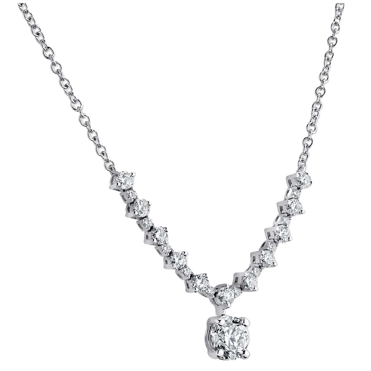 18KT White Gold 1.60ctw Round Diamond Necklace