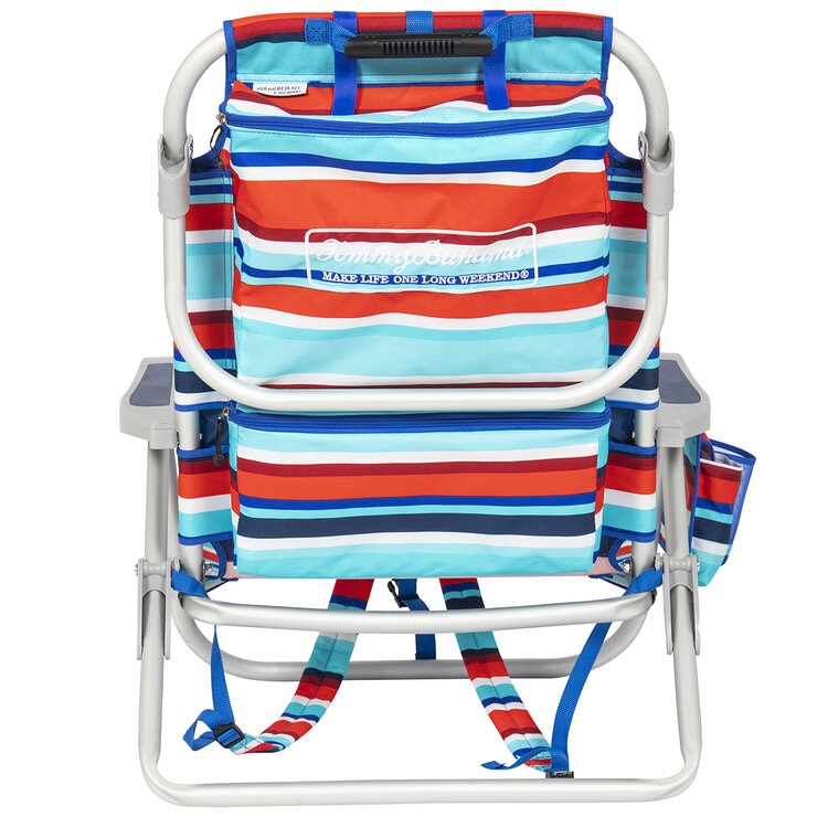 Tommy Bahama 5 Position Aluminium Backpack Beach Chair 2 Pack Royal And Red Stripe