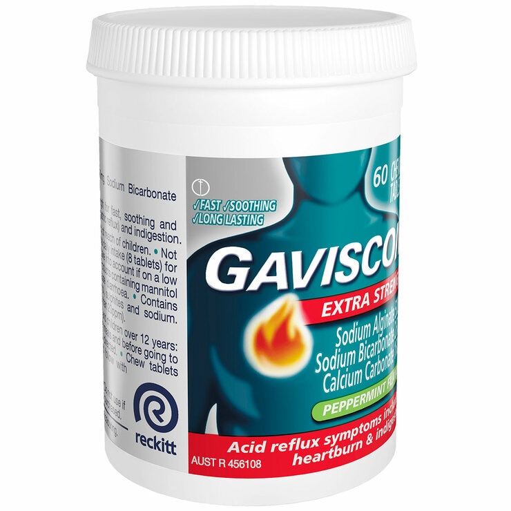 Gaviscon Extra Strength 500mg 60 Chewable Peppermint Tablets