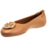 Tory Burch Minnie Travel Logo Ballerina Flats - Tan Gold