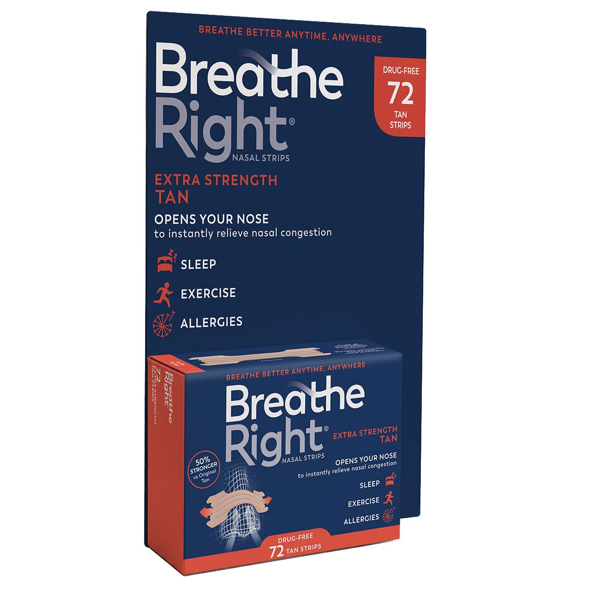 Breathe Right Nasal Strips Extra Strength Tan 72ct - ETA 0508 Breathe Right Nasal Strips Extra Strength Tan 72ct - ETA 0508