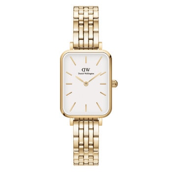 Daniel Wellington Quadro White Dial 5-link Gold Strap Women's Watch DW00100622