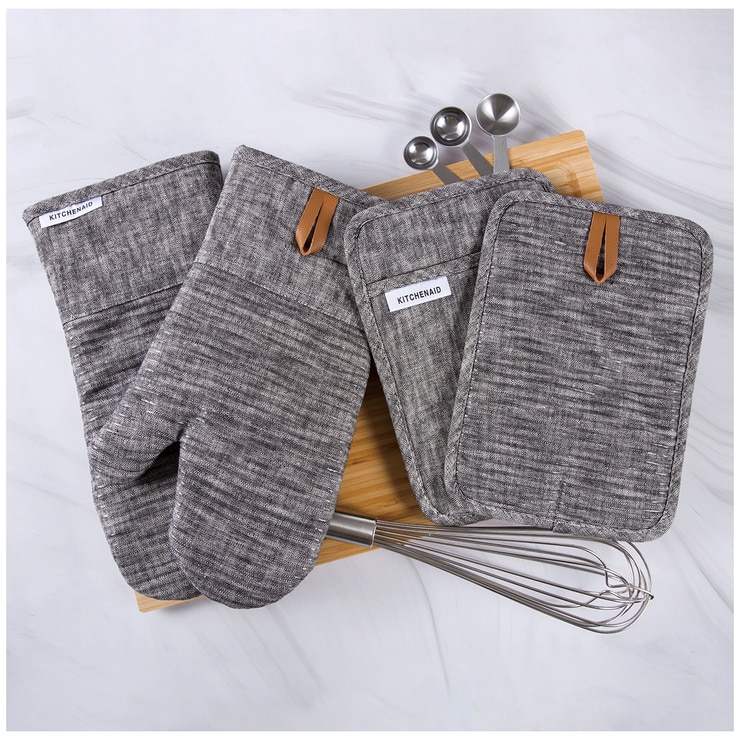 KitchenAid Pot Holder and Oven Mitt 4pc Black Costco Australia