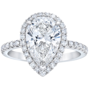 Platinum 3.46ctw Pear And Round Brilliant Cut Diamond Ring