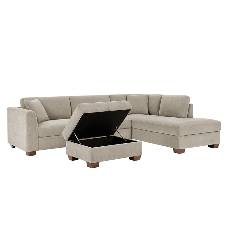 Thomasville Fabric Sectional With Storage Ottoman
