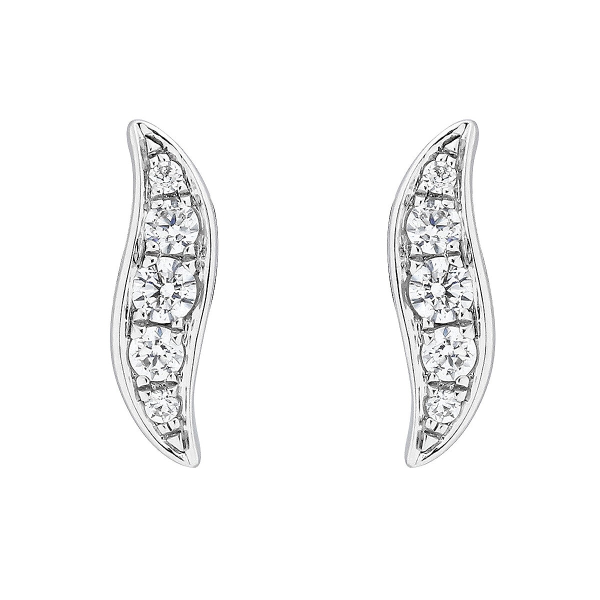 18KT White Gold 0.19CTW Diamond Wave Earrings