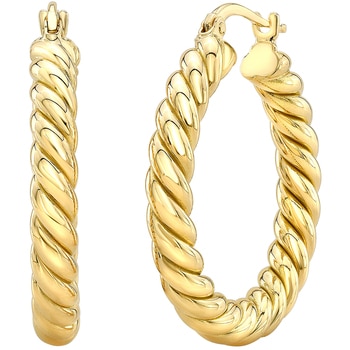 14KT Yellow Gold Twisted Hoop Earrings