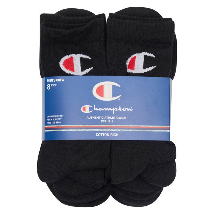 Champion Crew Sock 8 Pack Black