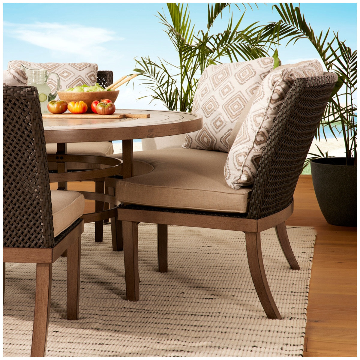 Agio Sebastian Woven Bench Dining Set 4 Piece