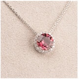 18KT White Gold 0.25ctw Diamond And Pink Tourmaline Pendant