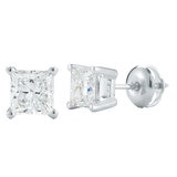 18KT White Gold 0.75ctw Princess Cut Diamond Stud Earrings
