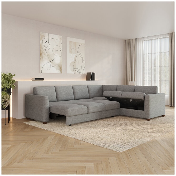 Thomasville 3 Piece Fabric Convertible Sectional With Storage Seat