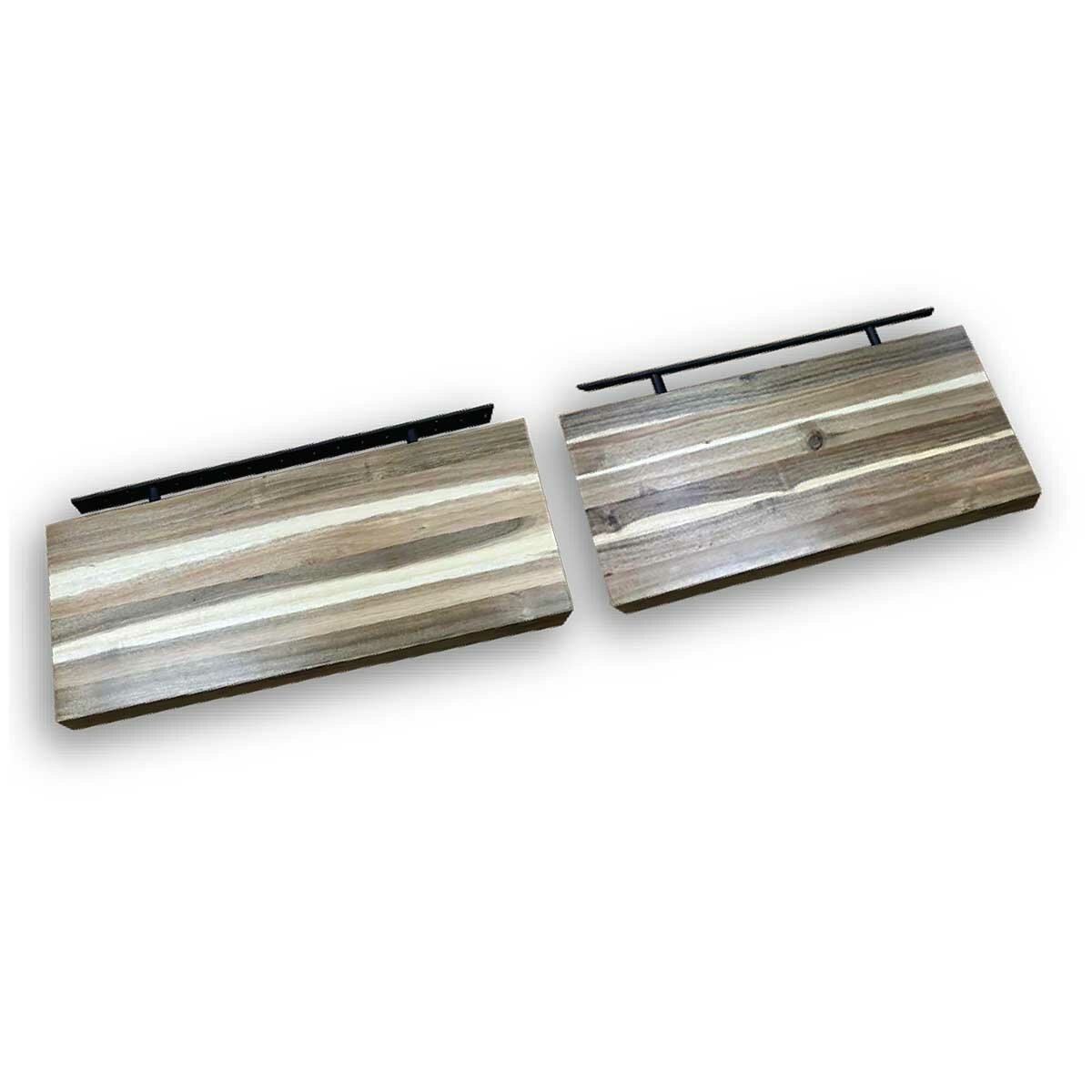 Vision Home Acacia Glue laminated Floating Shelves - Set of 2 - 60.96 x 24.13 x 3.81 cm each