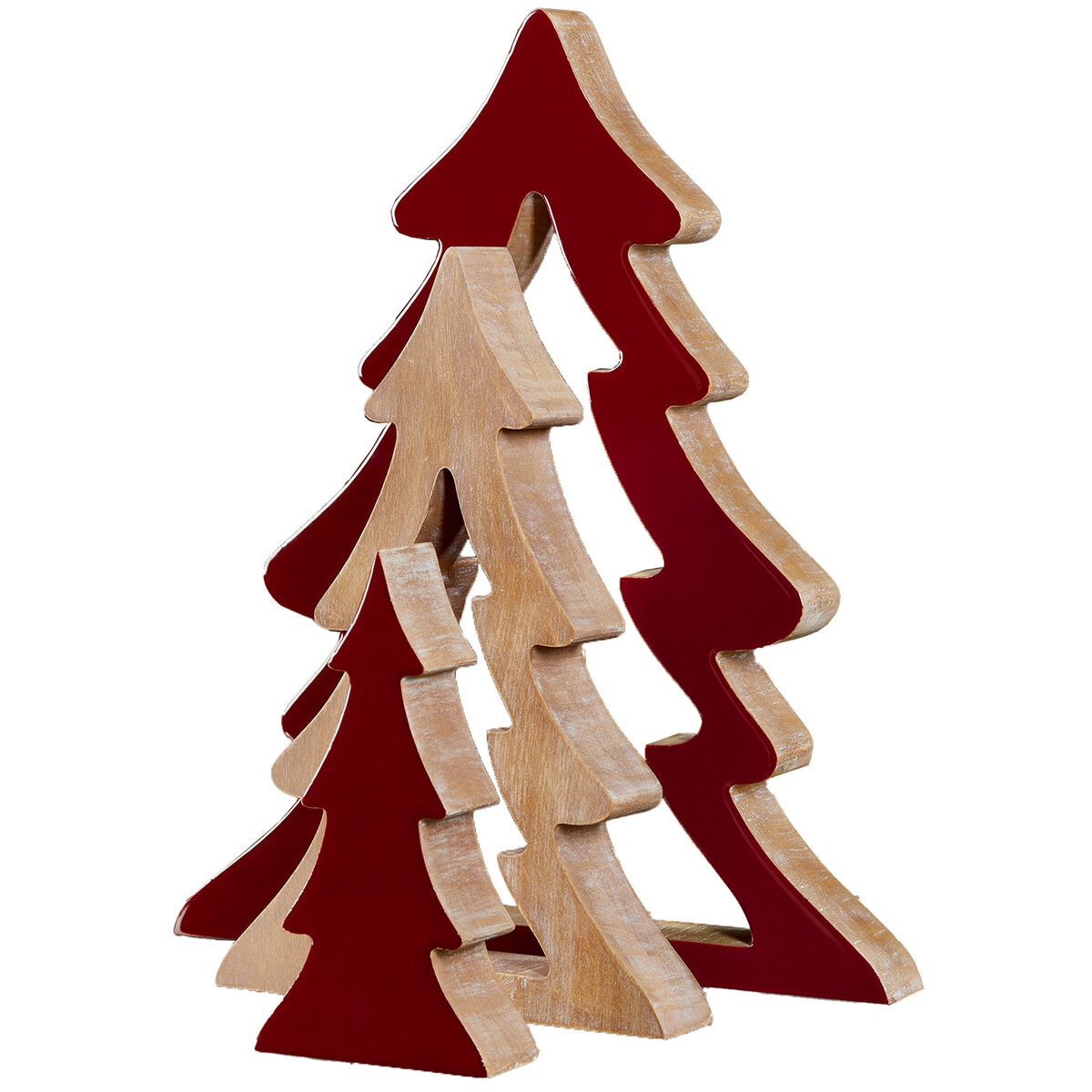 Nesting Wood Trees 45cm Red