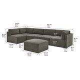 Thomasville 6PC Fabric Modular Sectional with Ottoman Grey