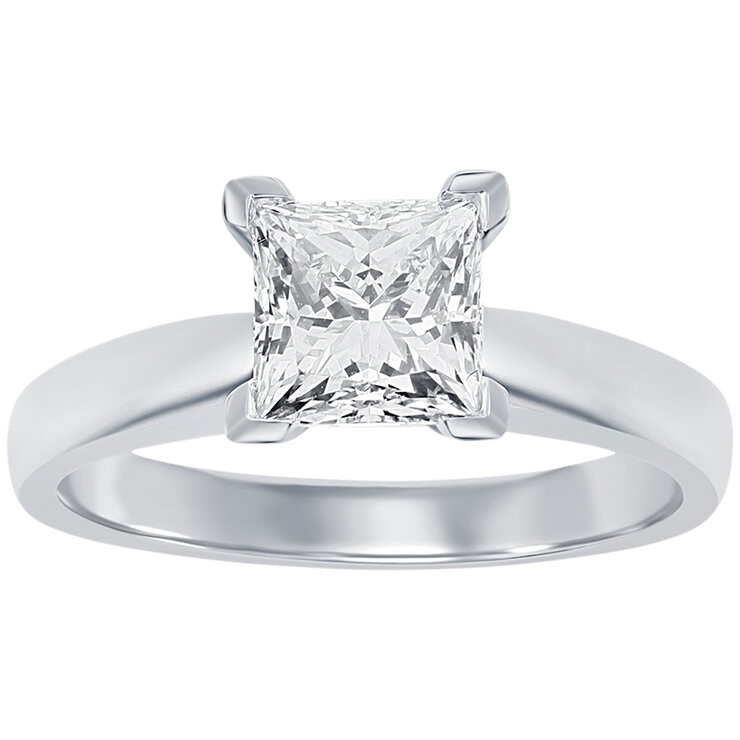 18KT White Gold 1.00ctw Princess Diamond Solitaire Ring 18KT White Gold 1.00ctw Princess Diamond Solitaire Ring