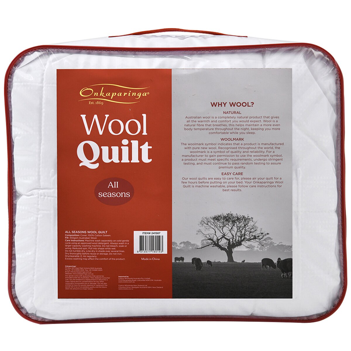 Onkaparinga All Seasons Wool Quilt Queen