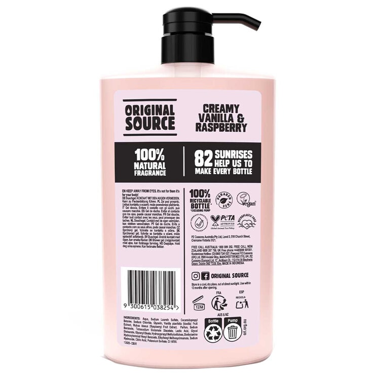 Original Source Creamy Vanilla & Raspberry Wash 2x1L