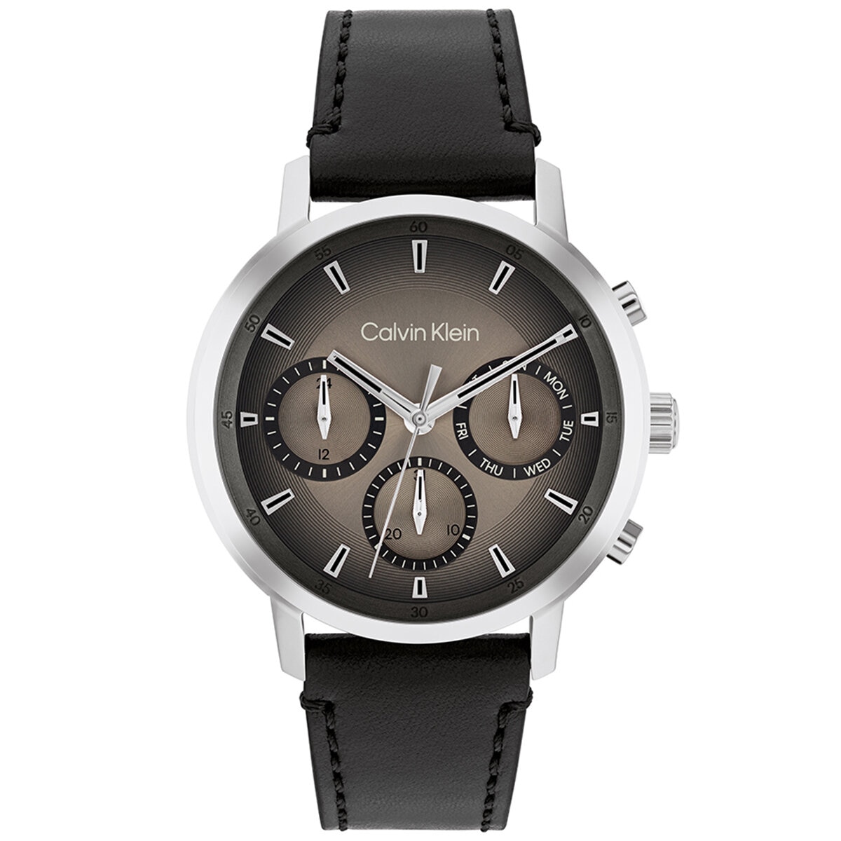 Calvin Klein Gauge Black Leather Sepia Dial Men's Watch 25200496