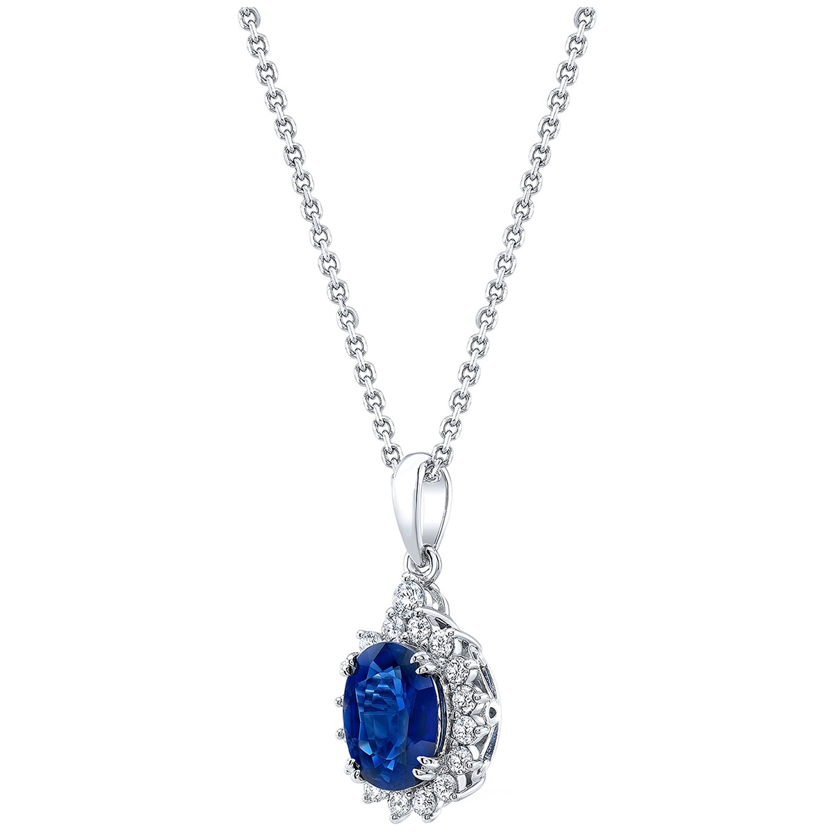 0.25ctw Diamond with Oval Sapphire Pendant