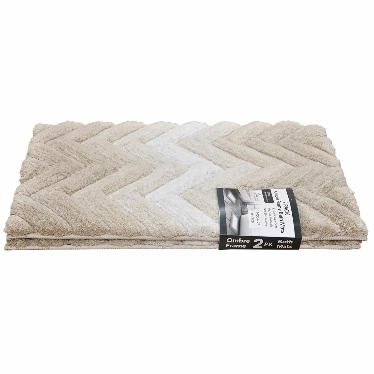 Riviera Homes Chevron Bath Mat 2 Pack Putty