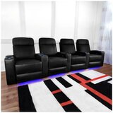 Valencia Piacenza Home Theater Seating Row of 4 Seats, Black