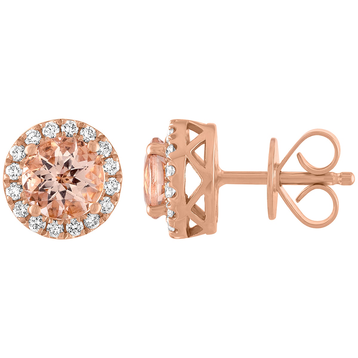 18KT Rose Gold Morganite and Diamond Earrings | Costco Australia