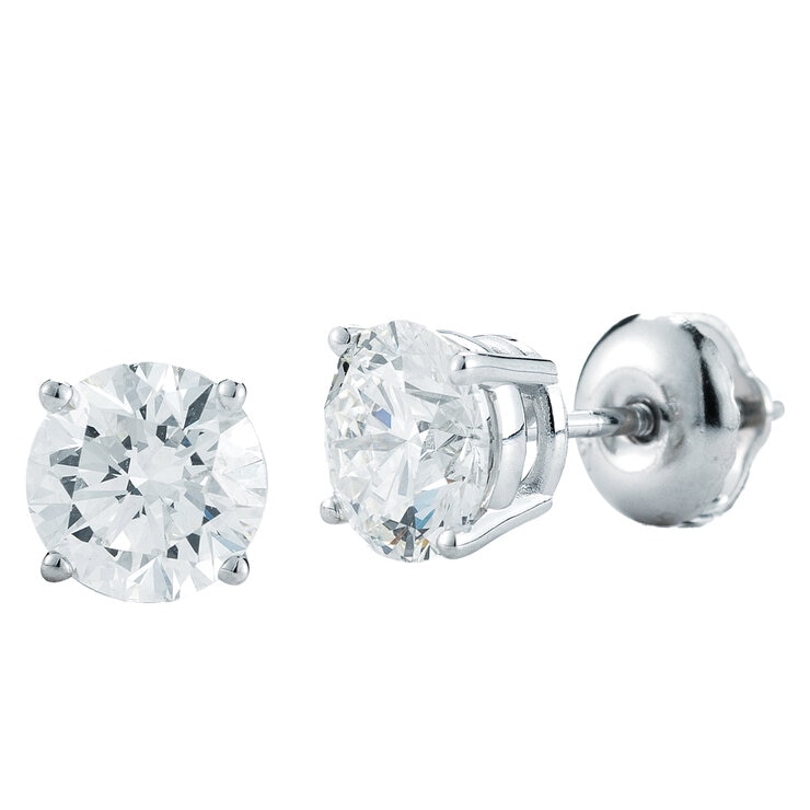 18KT White Gold 1.50ctw Round Brilliant Cut Diamond Stud Earrings