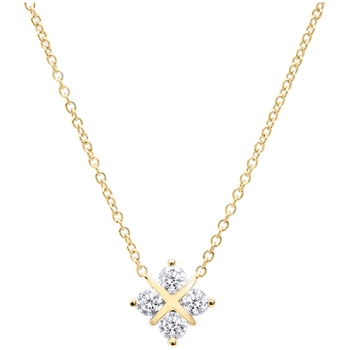 18KT Yellow Gold Diamond Quatrefoil Cross Pendant