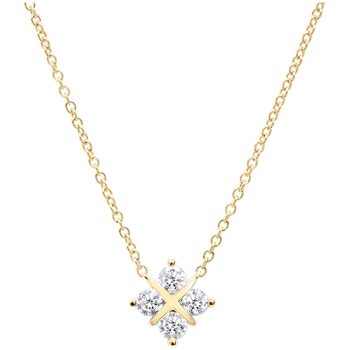 18KT Yellow Gold Diamond Quatrefoil Cross Pendant