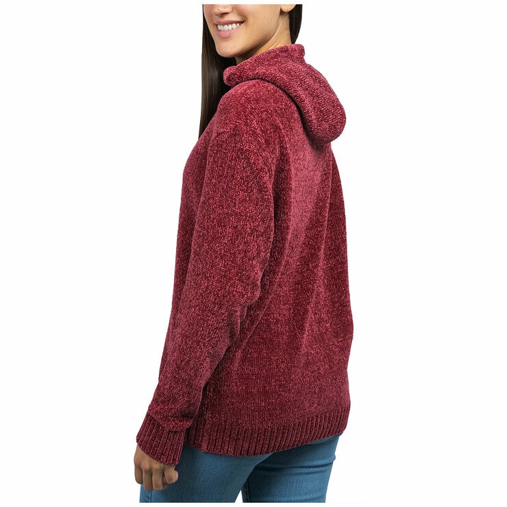 Jachs Girlfriend Women's Chenille Hoodie Sweater Burgundy US X-Large
