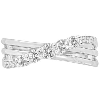 18KT White Gold 0.50ctw Round Diamond Wave Ring