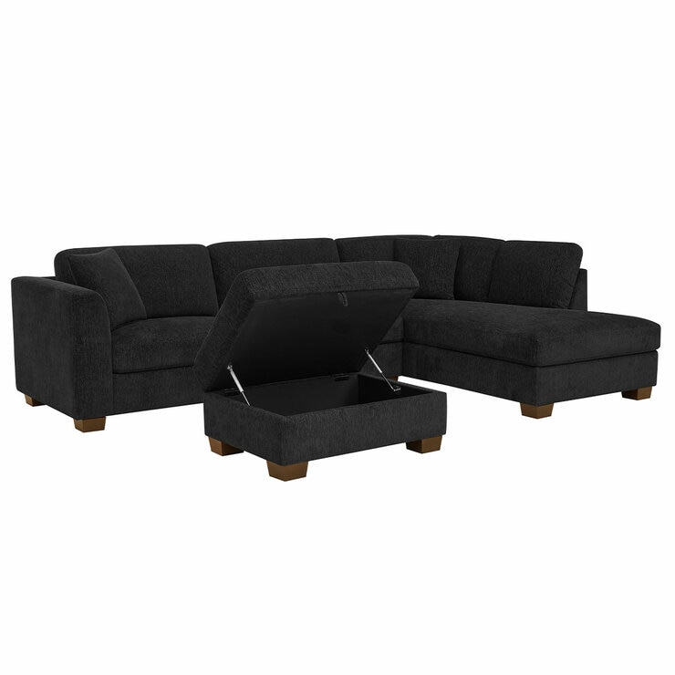 Thomasville 3 Piece Fabric Sectional With Storage Ottoman Thomasville 3 Piece Fabric Sectional With Storage Ottoman