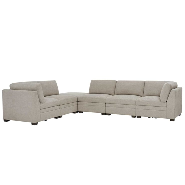 Thomasville 6 Piece Fabric Modular Sectional With Storage Ottoman