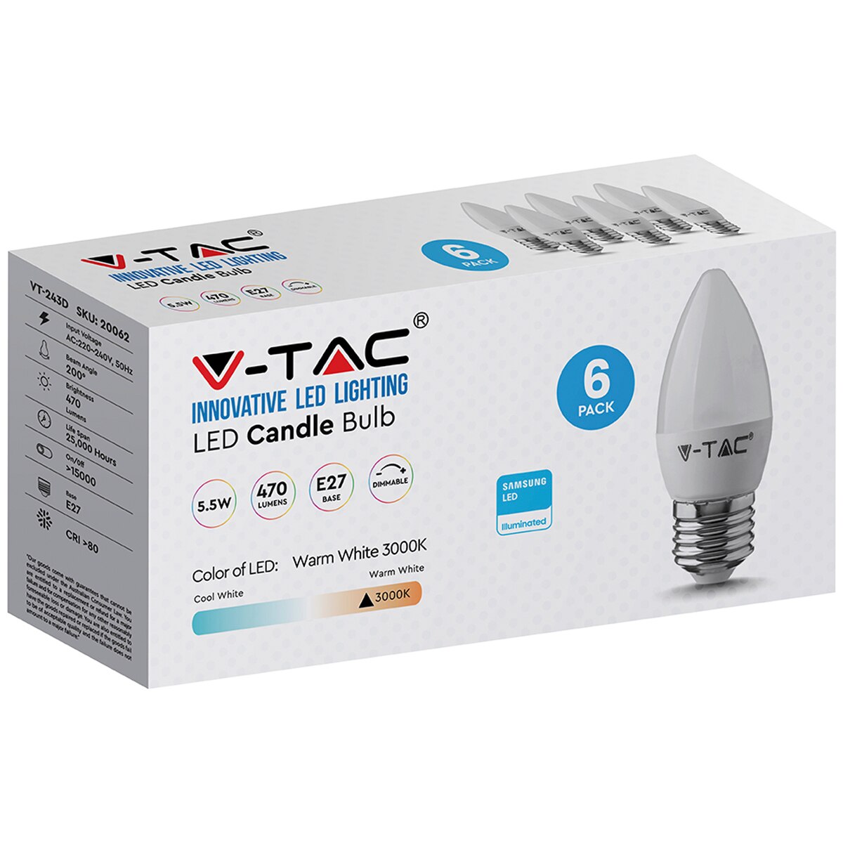 VTAC LED Candle Bulb 6 Pack Costco Australia