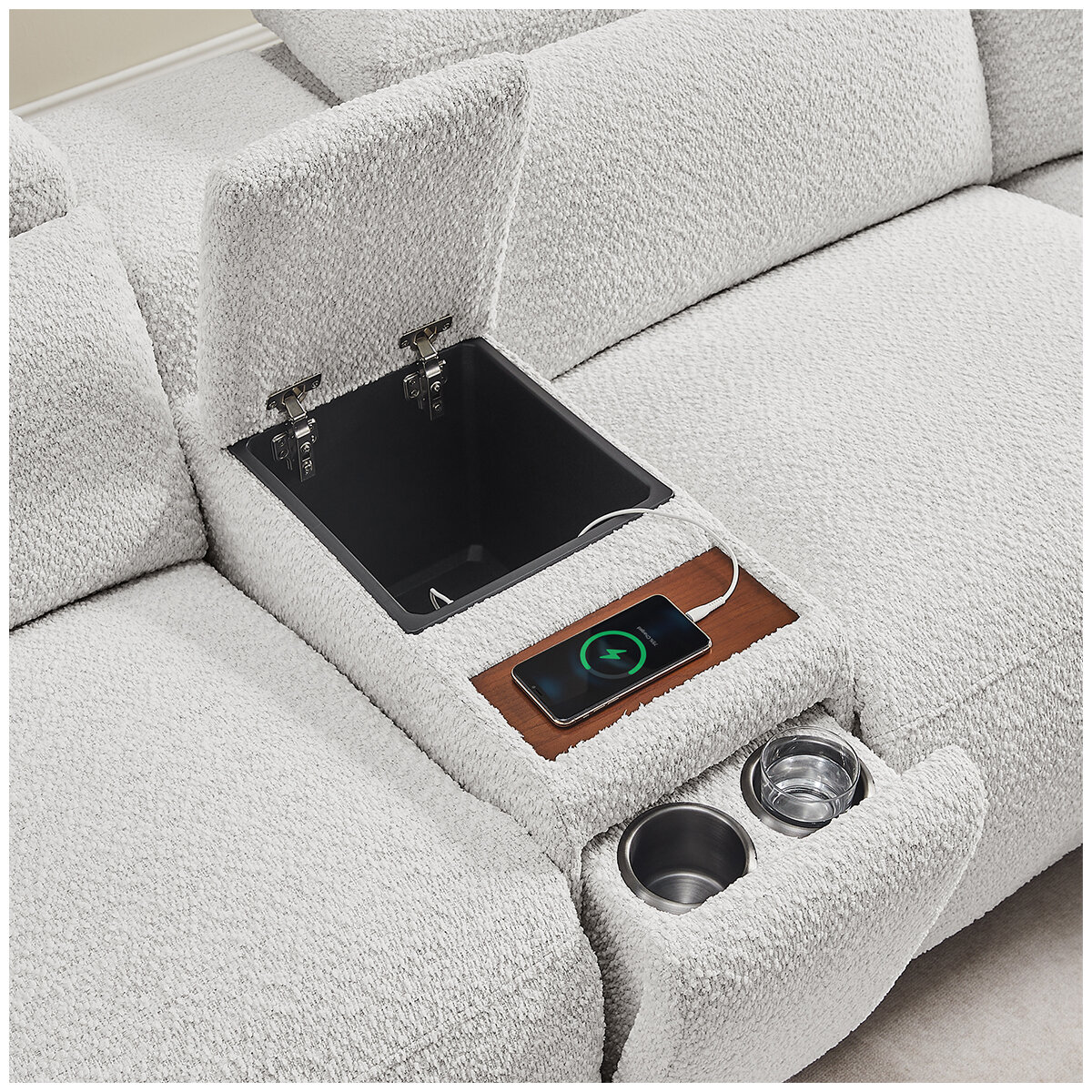 Aiden & Ivy Fabric Power Reclining Sectional With Power Headrests