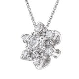 14KT White Gold 0.25CTW Diamond 6 Petal Flower Pendant