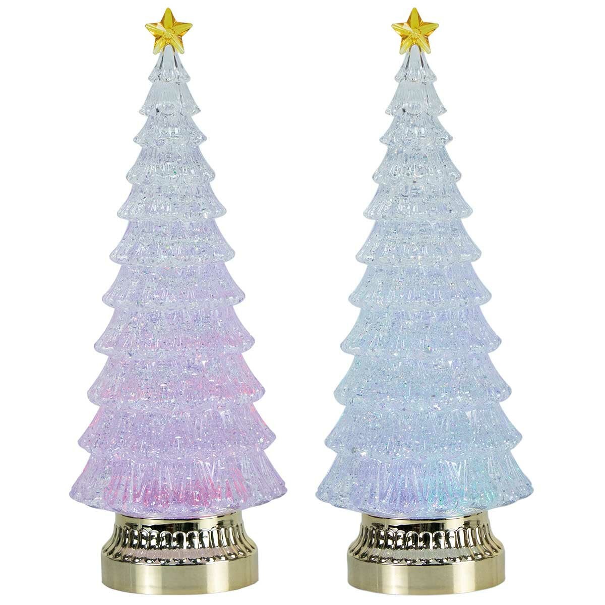 Glitter LED Christmas Trees Set of 2 Glitter LED Christmas Trees Set of 2