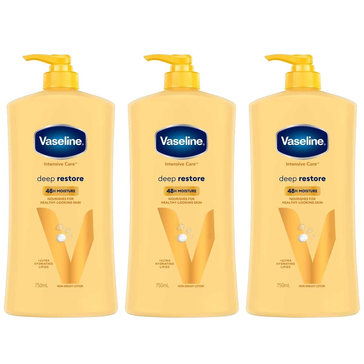 Vaseline Intensive Care Deep Restore Body Lotion 3 x 750ml