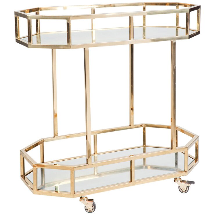 Cafe Lighting Brooklyn Mirrored Bar Cart Gold