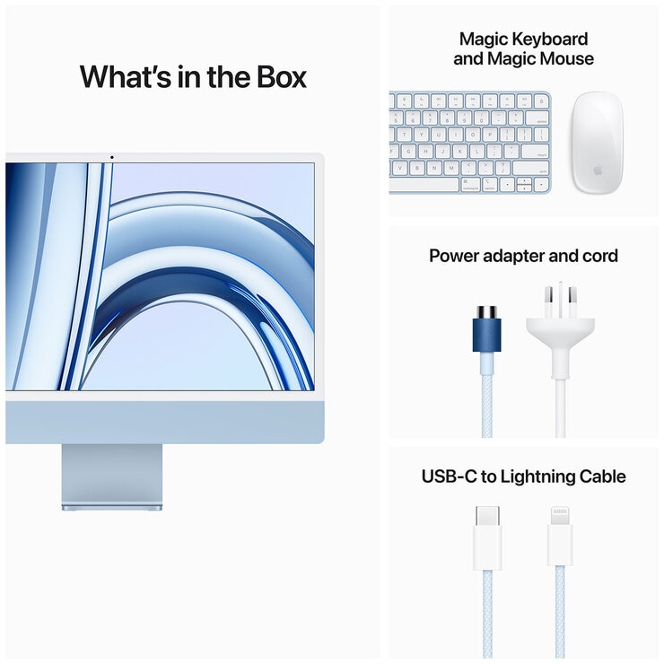 iMac 24 Inch with Retina 4.5K Display, M3 Chip 8-Core GPU 256GB Blue