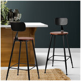 Artiss Vintage Industrial Barstool Walnut 2 Pack