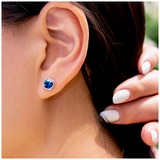 0.15ctw Diamond with Cushion London Blue Topaz Earrings