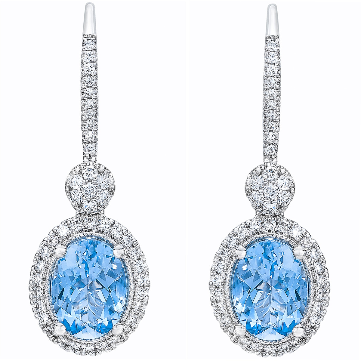 14KT White Gold Aquamarine with Diamond Earrings Costco Australia