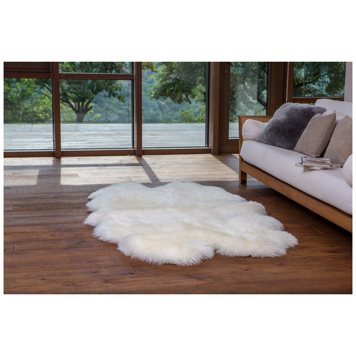 Windward Sheepskin Quad Rug Ivory | Costco Australia