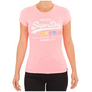 T-Shirt Superdry Archive Neon Graphic - Viola, Vestibilità Sottile, Taglia 38 Donna