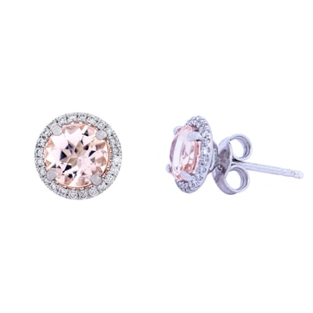 14KT White Gold Morganite And Diamond Earrings