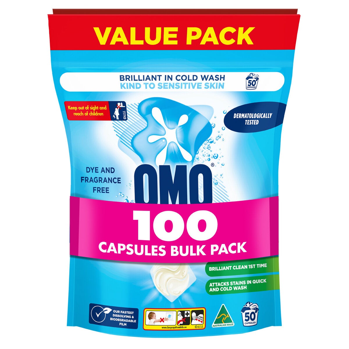 Omo Sensitive Laundry Capsules 100 Piece Bulk Pack Omo Sensitive Laundry Capsules 100 Piece Bulk Pack