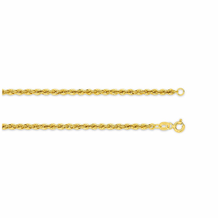 18KT Yellow Gold Diamond Cut Hollow Rope Chain