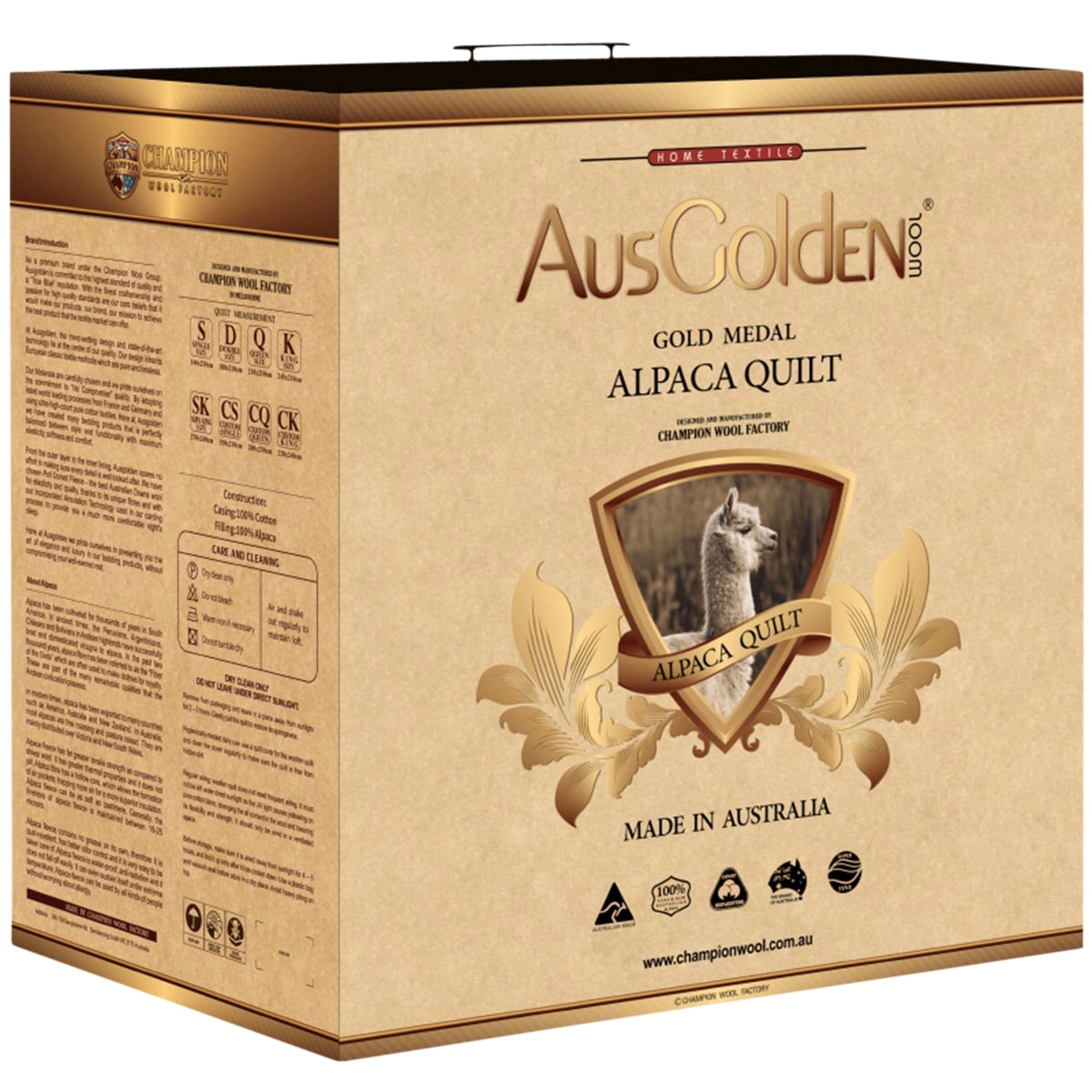 Ausgolden Gold Medal Pure Alpaca All Season Quilt Queen